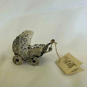 Vintage Italian 24Kt Sterling Silver Tiny Carriage by BUBA